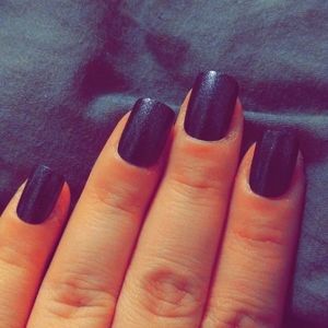 Press on nails short dark purple with sparkles